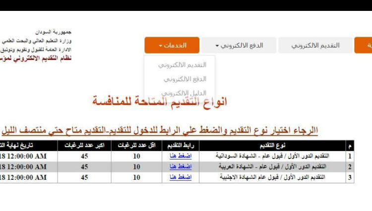 التقديم الإلكترونية للجامعات السودانية 2021