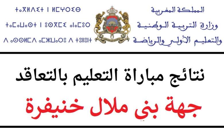 نتائج مباراة التعليم 2022 جهة بني ملال خنيفرة