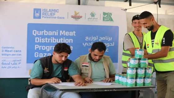 اللجنة المصرية تبدأ حملة توزيع اللحوم المعلبة بغزة