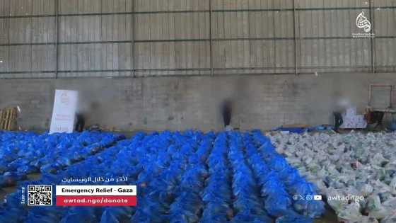 جمعية أوتاد تجهز طرودًا غذائية ومواد تنظيف لدعم الأسر في غزة