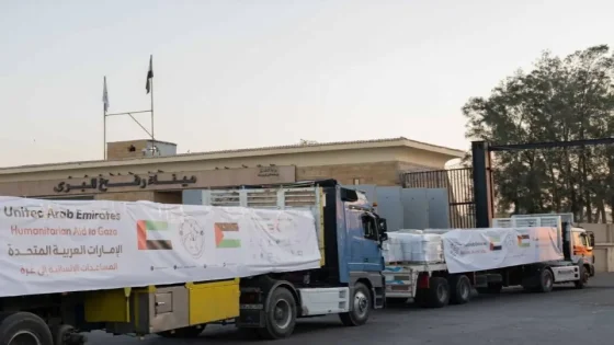 5 قوافل إماراتية تدخل غزة محملة بـ683 طنًا من المساعدات الإنسانية